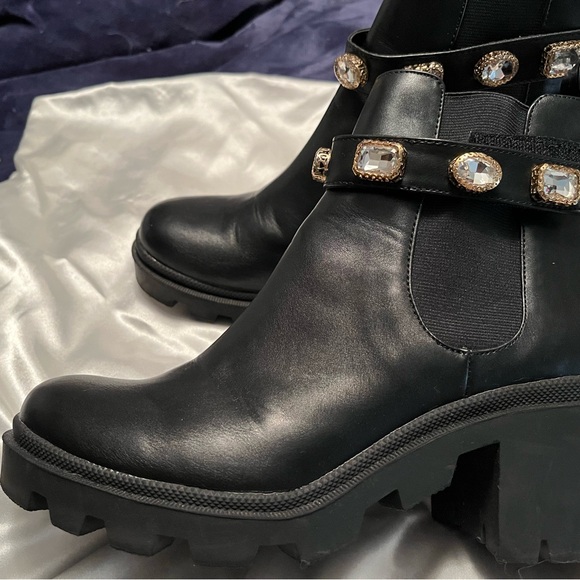 Steve Madden Lug Boots 8.5 Black Amulet - Picture 4 of 8